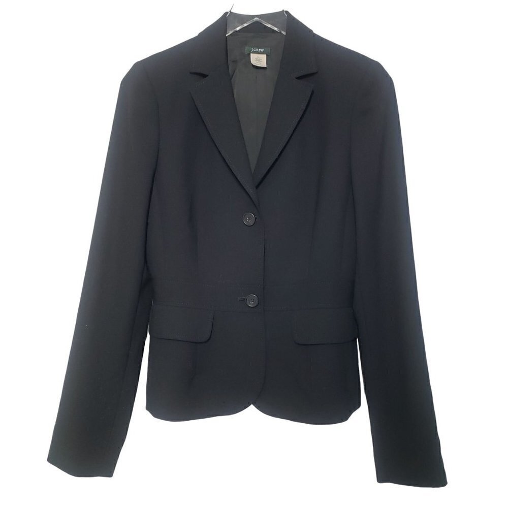 J Crew Wool Blazer 2 Button Classic Japan Made Black Jacket Womens T2